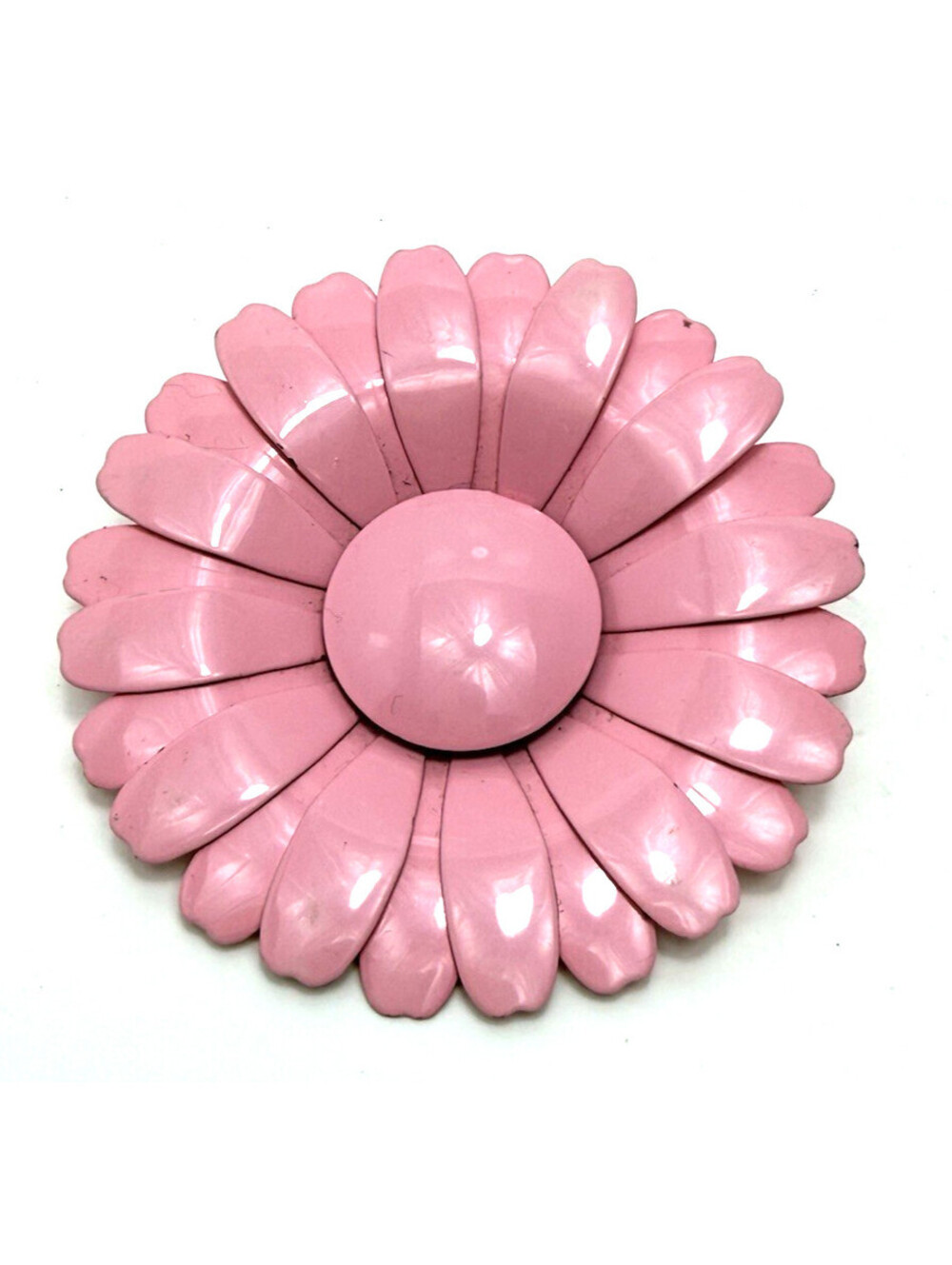 Vtg 3.75" Pink Metal Daisy Flower Pin Brooch Large Round Groovy 60s 70s Jewelry